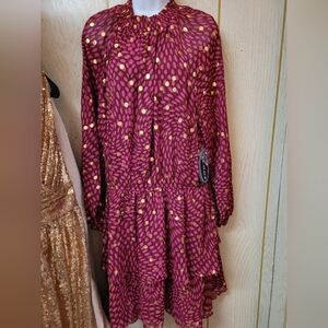 Chic Long Sleeve Dress with Gold Dots